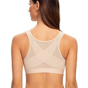 NWT Meleneca Womens Front Closure Wirefree Post Surgery Bra Beige Brown 40B